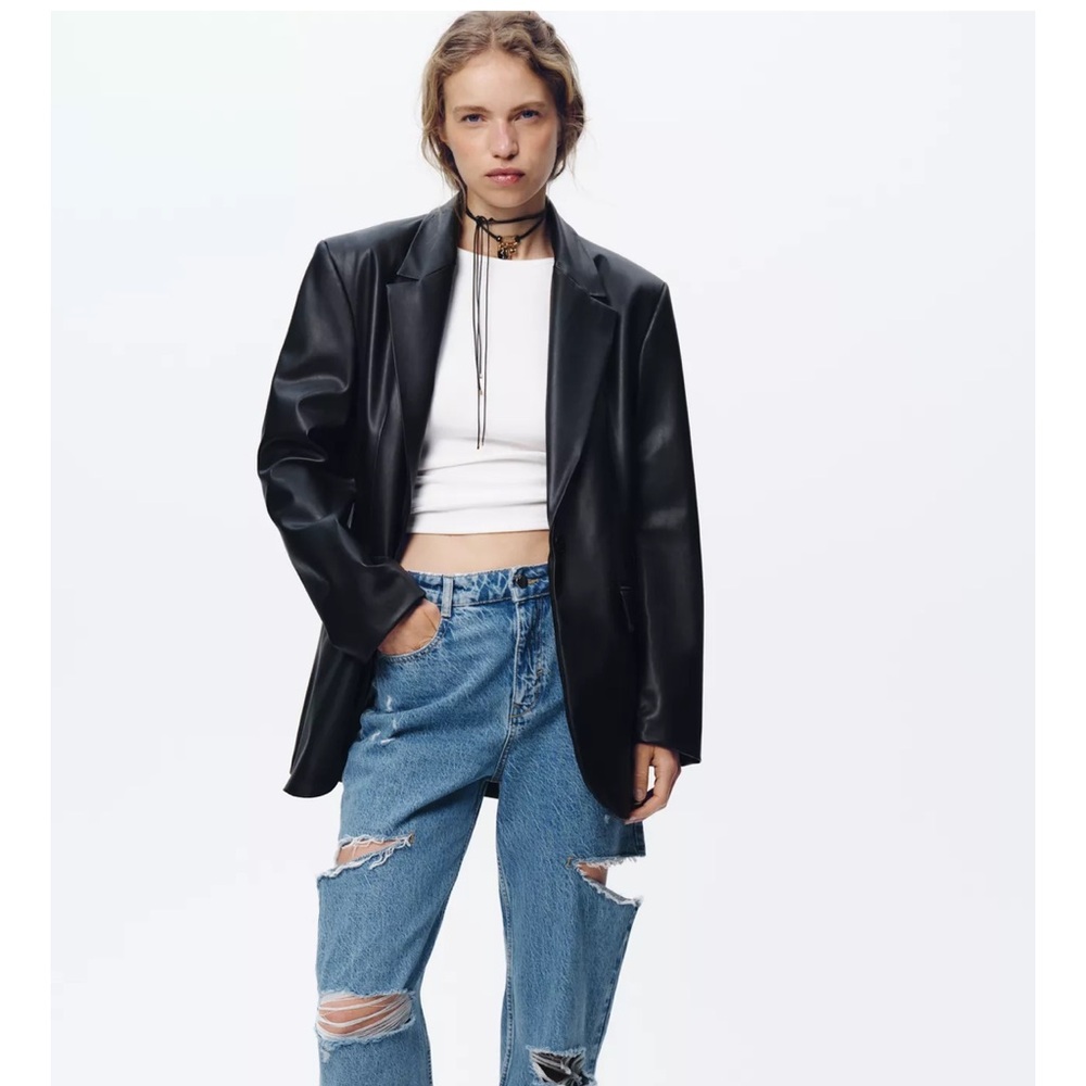 Brand new with Tags! Zara Faux Leather Blazer, size S